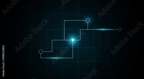 Glowing blue circuit board design.