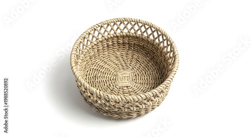 Woven basket on white background.