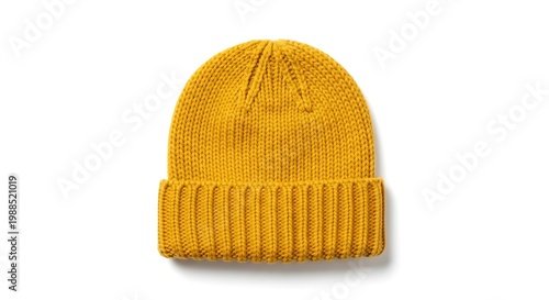 Yellow Knit Beanie with Emblem.