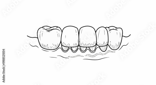Stylized illustration of teeth and gums with undulating lines suggesting movement or sensation