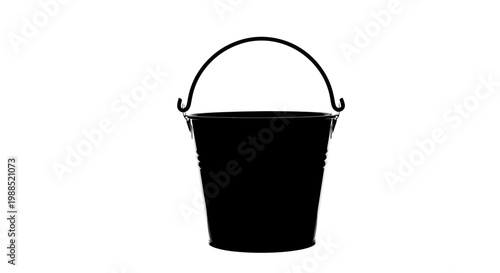 A minimalist black bucket icon with a handle on a white background