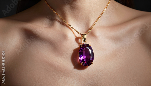 High Fashion Editorial Alexandrite Pendant Lifestyle with Split Color Lighting