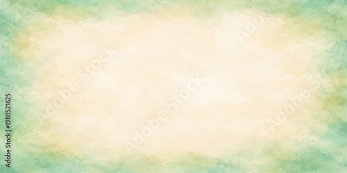 Vintage brown parchment paper texture with an abstract grunge watercolor paint design featuring an aged yellow pattern on a blank antique wall background