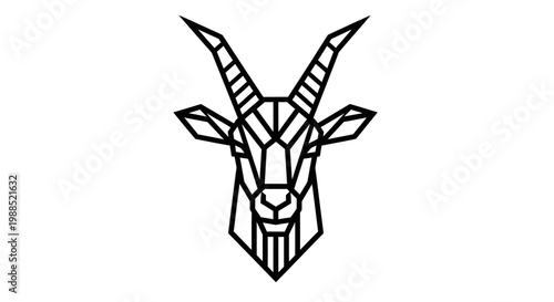 Geometric minimalist goat head illustration on white background