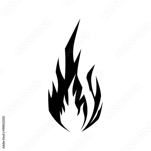 Tableau sur toile Black flame icon on white background.