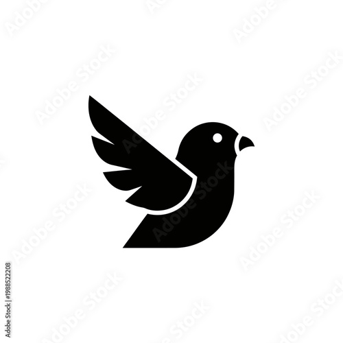 Black silhouette of a bird flying.