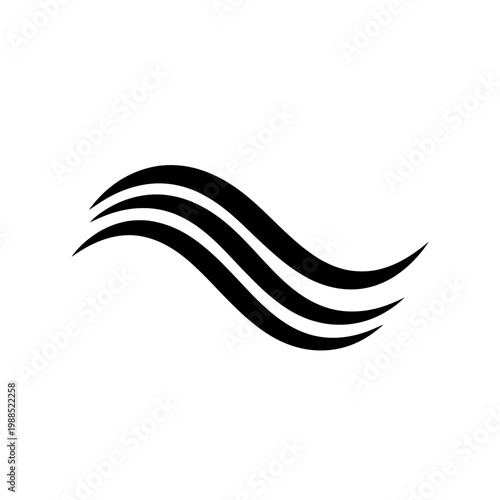 Black wavy abstract graphic design element.