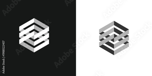 Abstract Geometric Hexagonal Shape Logo Design.