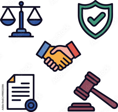 Professional Corporate Law and Business Compliance Vector Icon Set