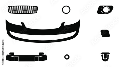Car bumper parts grille fog lights emblem tow hook cover sensor mounting clip