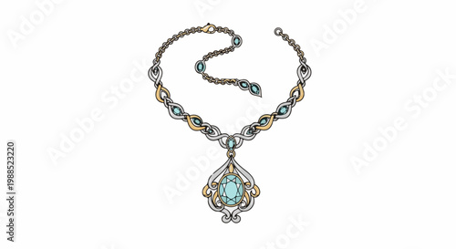 Ornate necklace with a large pendant and intricate chain