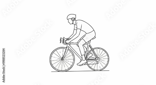 Line art illustration of a person on a racing bicycle