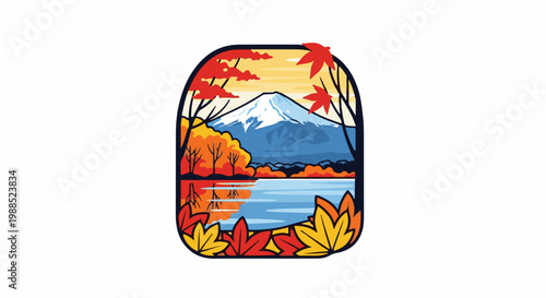 Autumnal view of a snow-capped mountain over a lake