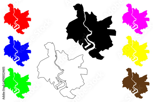 Newport city (United Kingdom of Great Britain and Northern Ireland, UK, Wales) map vector illustration, scribble sketch Casnewydd map