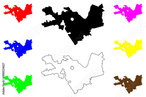 Peterborough city (United Kingdom of Great Britain and Northern Ireland, UK, England) map vector illustration, scribble sketch Peterborough map