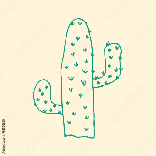 hand drawn cactus doodle cartoon illustration