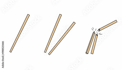 Pencil doodle set with four wooden sticks and accent spark lines for sketching and school activities