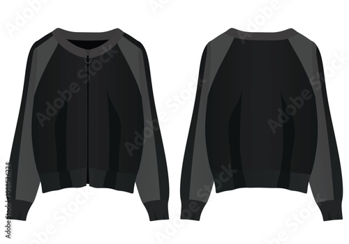 Black zipper cardigan. vector illustration
