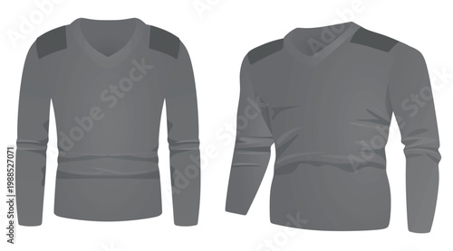 Grey long sleeve t shirt. vector illustration