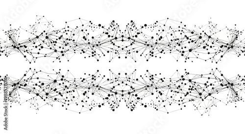 Abstract horizontal neural network pattern, mirrored digital connectivity lines.