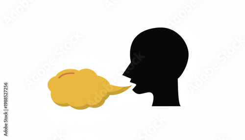 Silhouette and cloud speech illustration showing communication and dialogue in a clean modern flat style