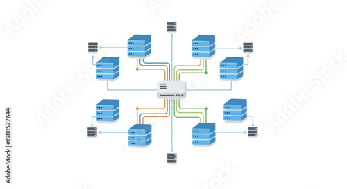 A network diagram with multiple servers connected.