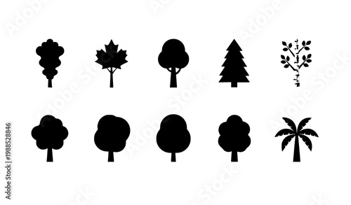 Tree icon collection eco plant forest vector design