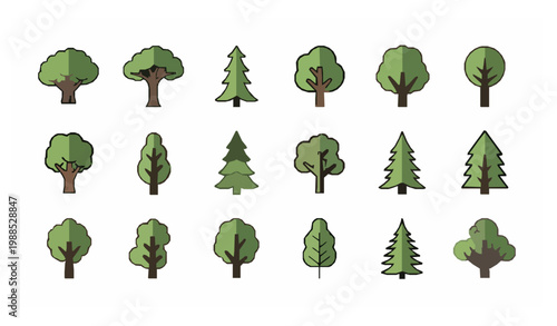 Tree icons set nature eco forest vector illustration