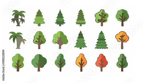Tree icons set forest nature plant vector illustration