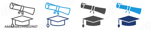 graduation icon set multiple style
