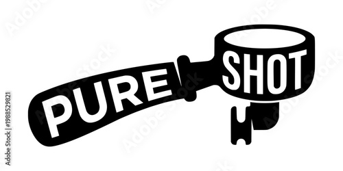 A black and white graphic of a coffee portafilter