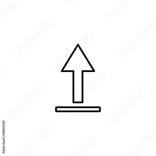 A simple black arrow pointing upwards on a white background