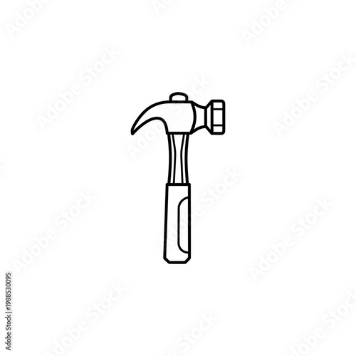 A simple line drawing of a hammer with a handle and head