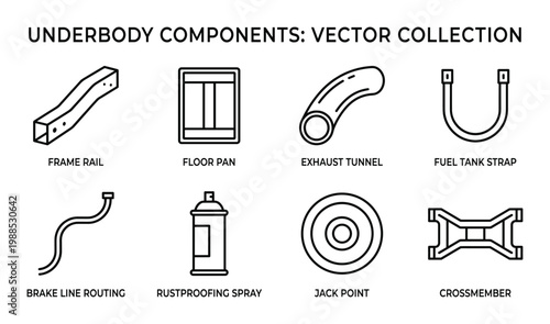 Underbody components vector collection for auto repair and restoration projects