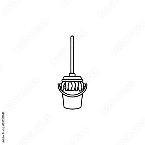 A simple line drawing of a toilet brush in a holder