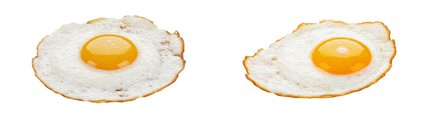 set of fried eggs isolated on white background PNG photo '