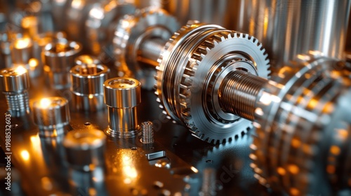Detailed close-up view of intricate gears and mechanical components