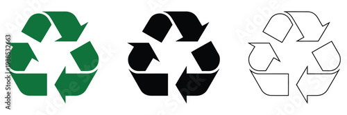 recycle symbol set for sustainability concept, collection of eco friendly icons representing environmental protection waste management and circular economy principles in modern clean design.