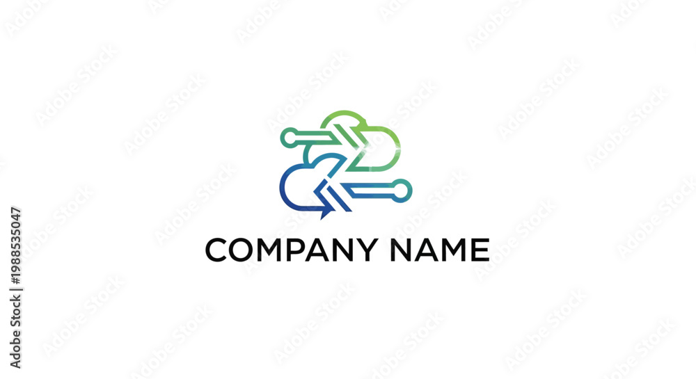 Fototapeta premium Company logo with arrows and text.