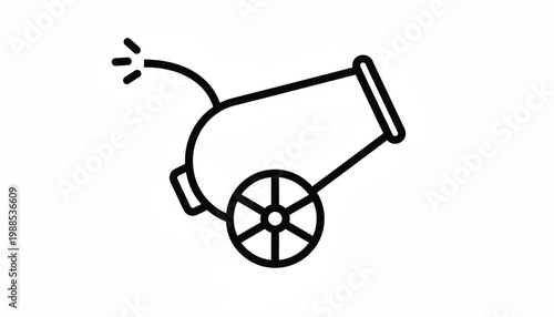 Rocket launcher icon with countdown lines and wheel-based design for technology and space flight concepts