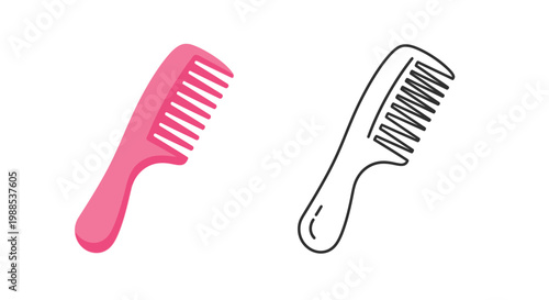 A plastic comb and scissors set is a professional barber tool and comb isolated on a white background for hair care hygiene