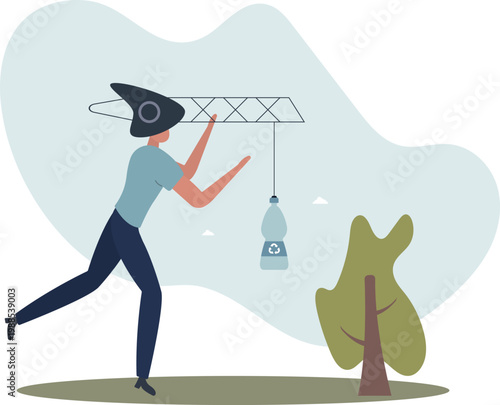 Plastic pollution concept.supporting zero waste recycling program.person's life situation and his activities.