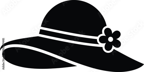 Elegant wide brim sun hat with floral detail vector graphic