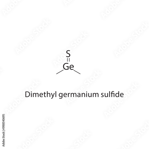 Dimethyl germanium sulfide skeletal structure. organometallic compound schematic illustration. Simple diagram, chemical formula.
