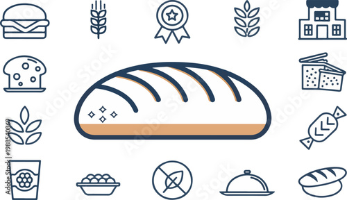 Photos Artisan rye bread loaf, delicious bakery staple vector food illustration