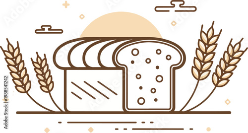 Photos Simple round bread loaf, basic staple food vector illustration