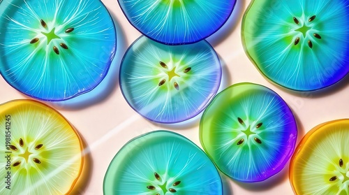 vibrant sliced apples with prism light effect