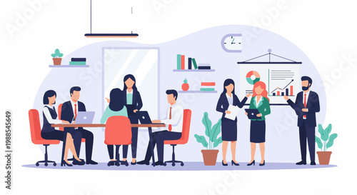 Team meeting with presentation