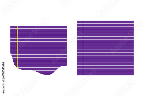 blank lined paper notebook paper with torn edges isolated on transparent background