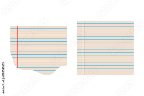 blank lined paper notebook paper with torn edges isolated on transparent background